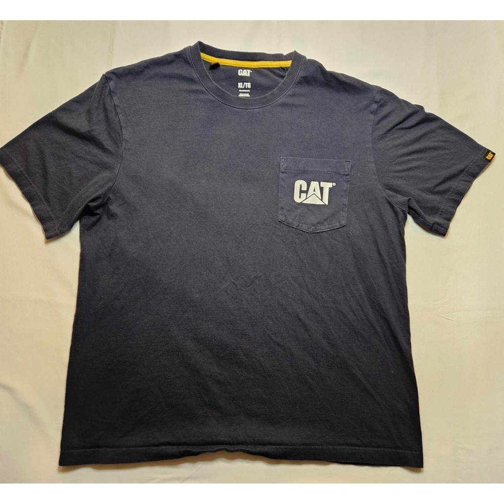 Caterpillar Cat Logo Pocket Tee Men's T-Shirt XL Blue Large Back
